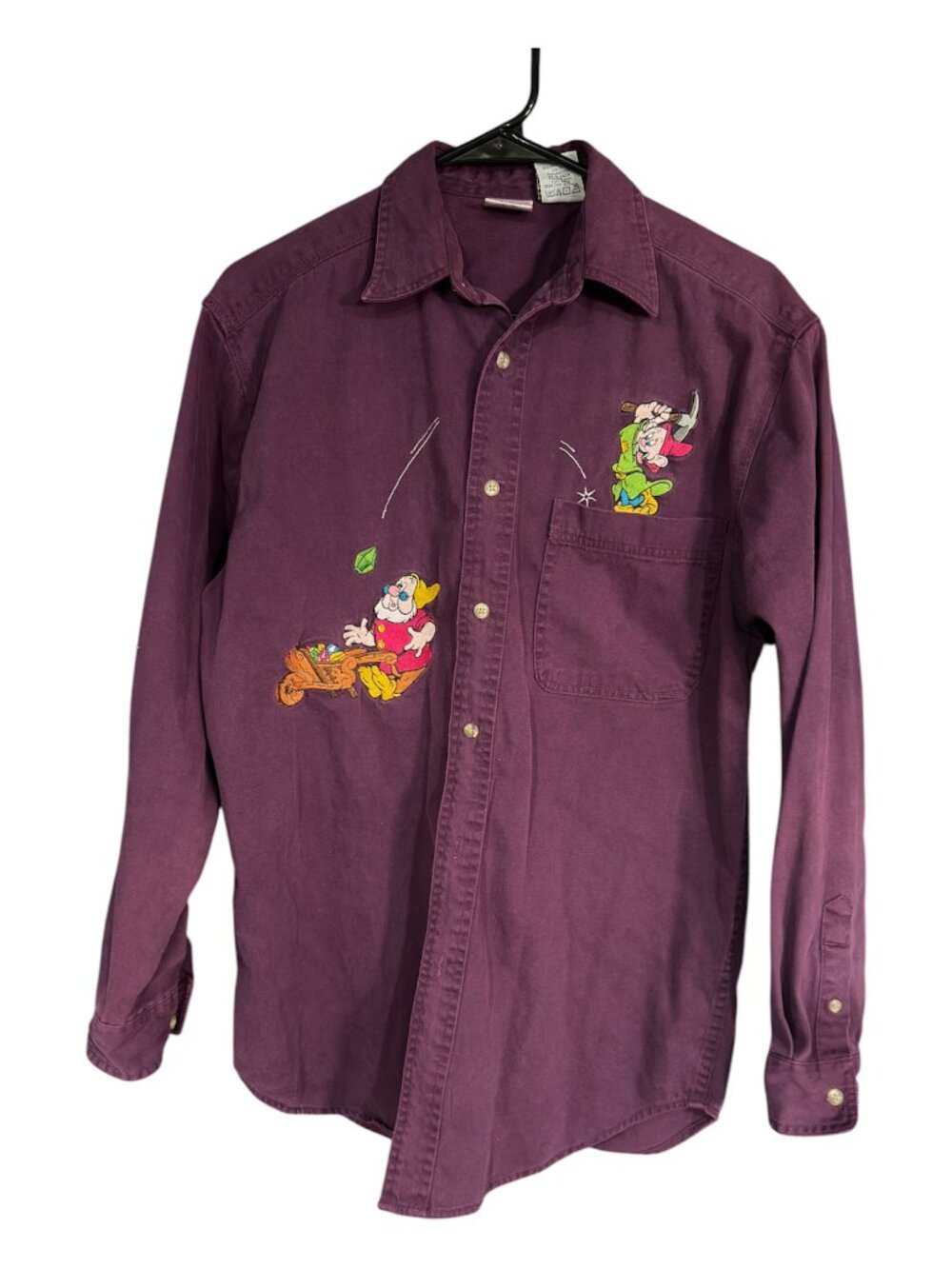 Vintage Disney Store Grumpy and Doc Seven Dwarfs Snow White Embroidered Shirt